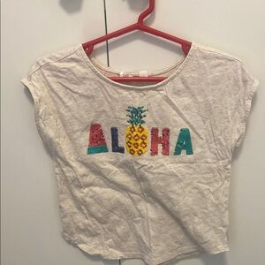 GAP Cream and Red Aloha sequins Tank Top with Pineapple Graphic